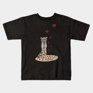 Trash Panda Hearts Pizza Kids T-Shirt